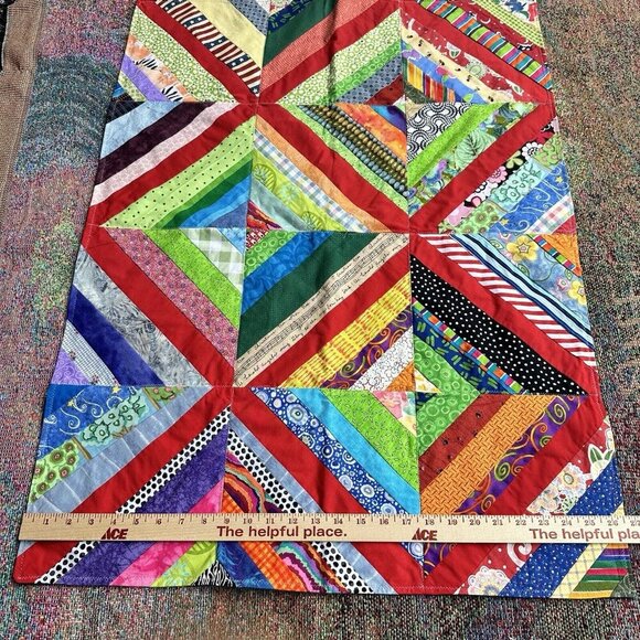 VTG Denton Texas Quilt Guild 26" x 36" Patchwork Diamond Denim Multicolor USA - Picture 9 of 10